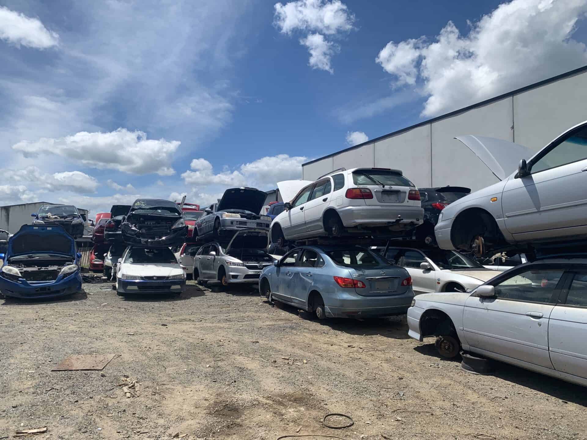 Yard full of scrap cars ready for removal in Tauranga