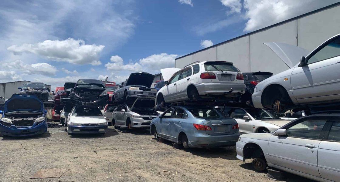 Yard full of scrap cars ready for removal in Tauranga
